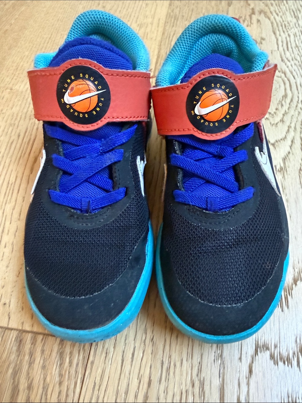 Nike Kids Black, Blue & Orange Tune Squad Sneakers